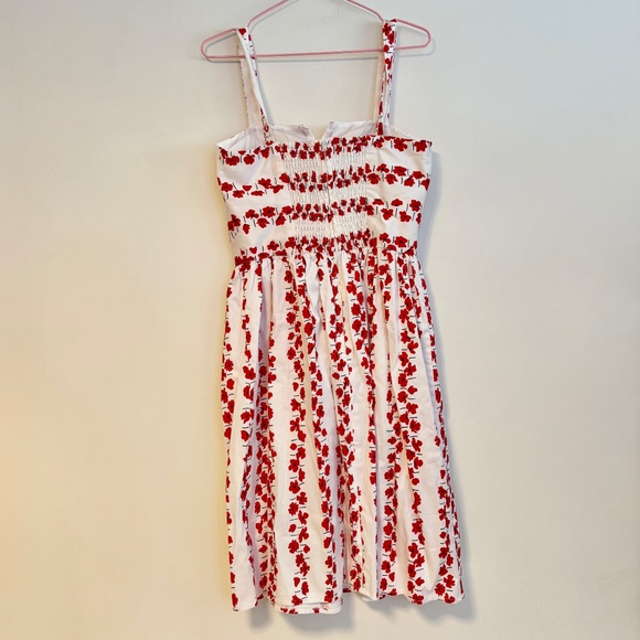 R&K Originals Sleeveless Padded Fit & Flare Midi Dress White Red Poppy Womens 10 - Picture 3 of 4